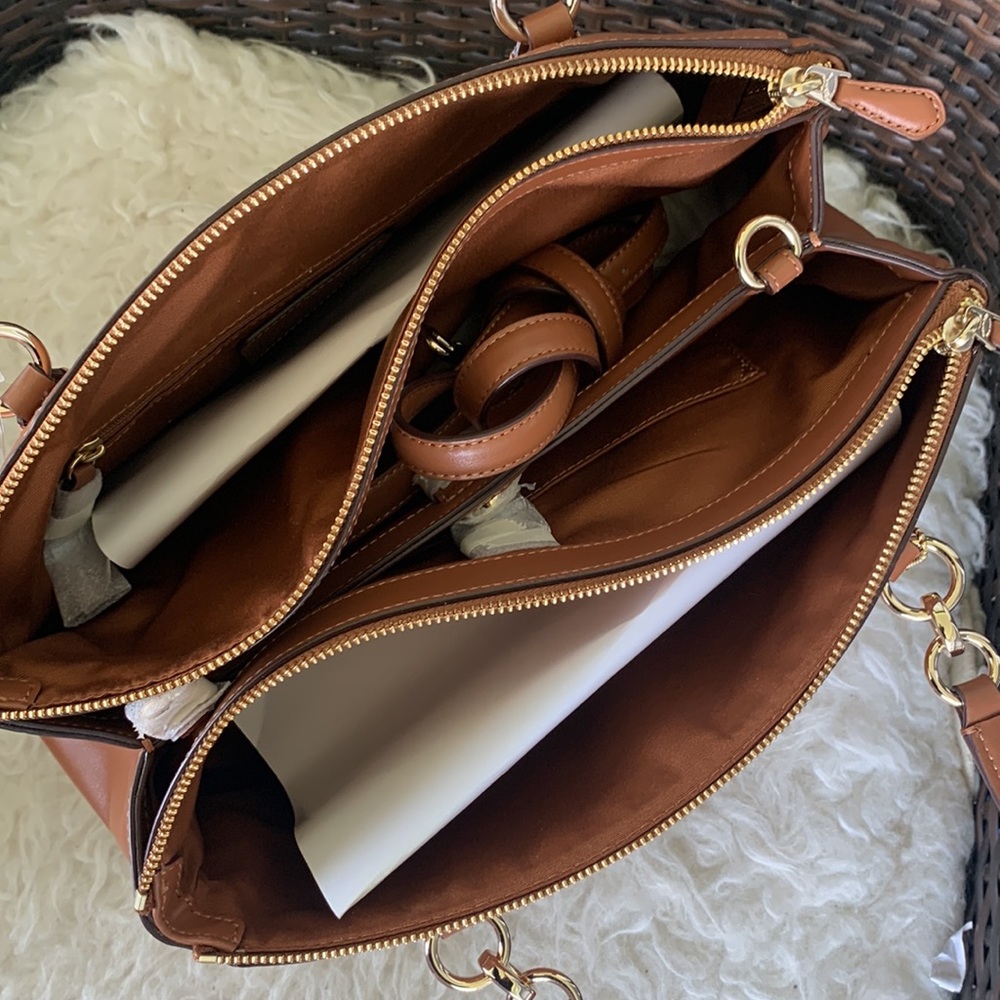 New Coach Christie Brown Leather Carryall Satchel Shoulder Bag F36680 - Picture 14 of 16